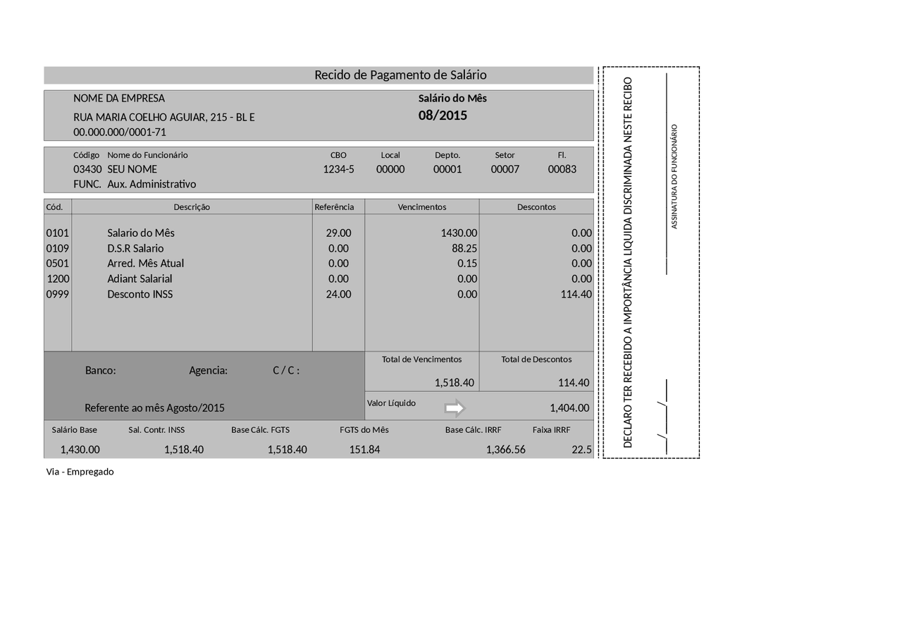 modelo de holerite para empregada domestica