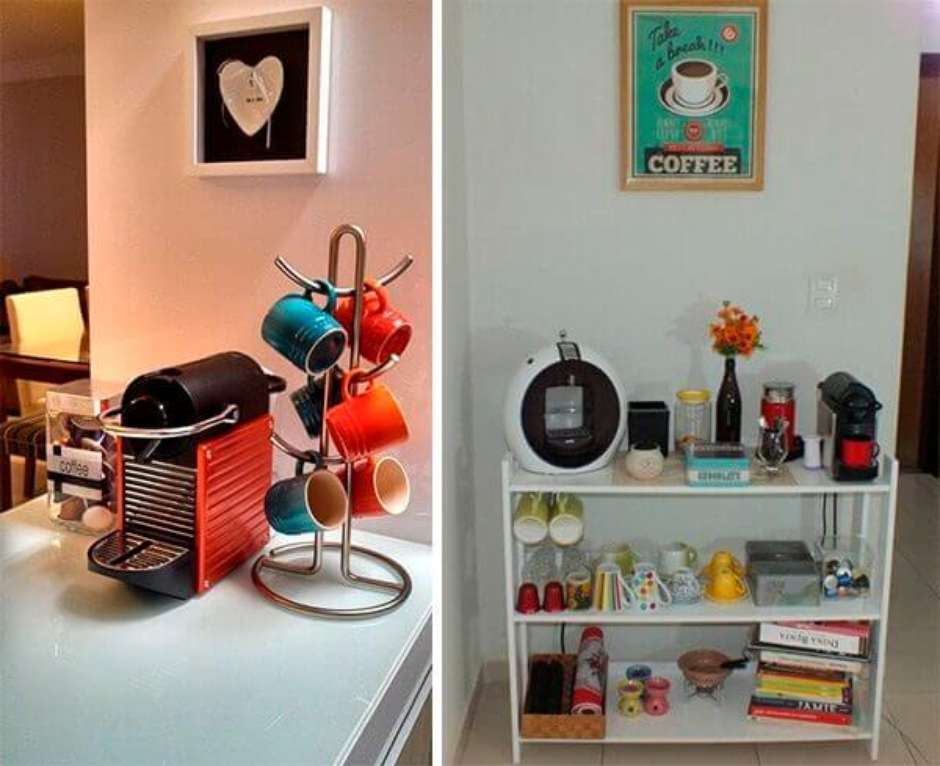 como fazer um cantinho do café com prateleiras