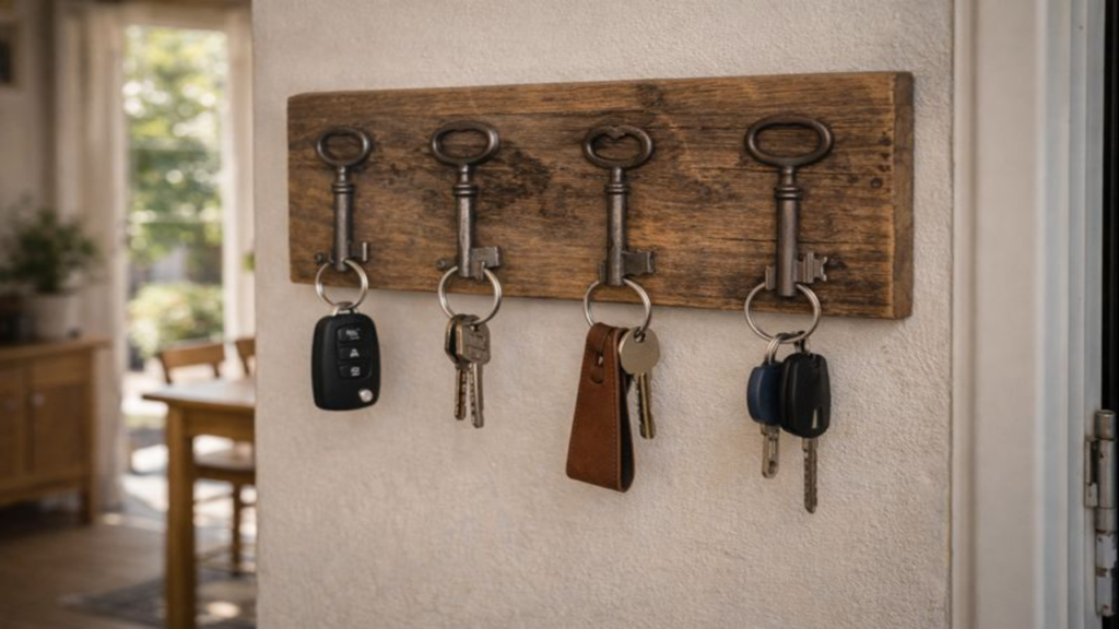 quadro de chaves vs porta chaves de madeira