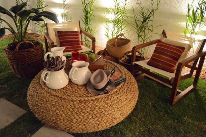 ideias de decoração com corda de sisal para sala