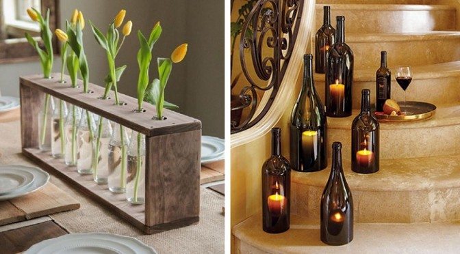 ideias de decoração com garrafas de vinho