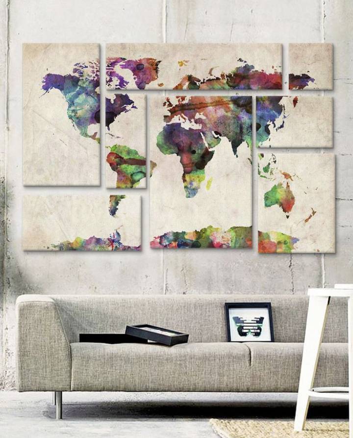 mapa mundi decorativo para sala de estar