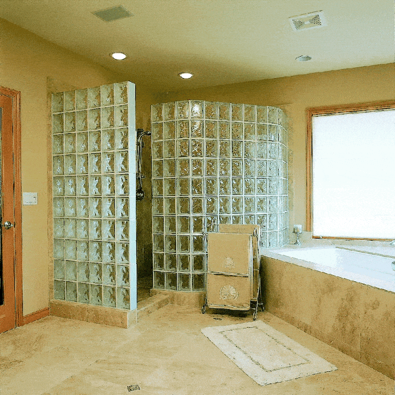 ideias de decoração com tijolos de vidro para sala pequena