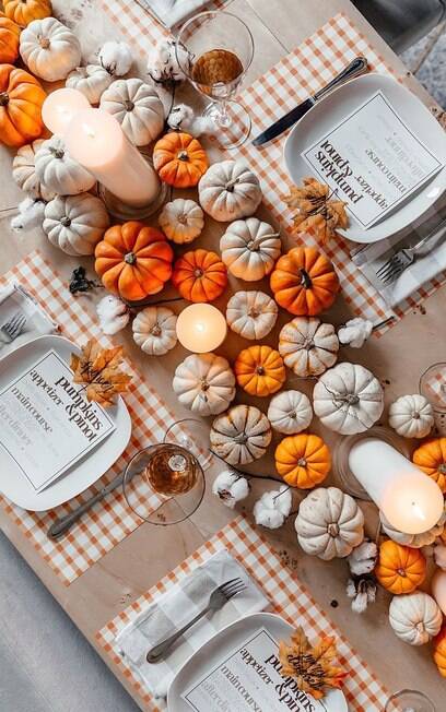 como usar abóboras na decoração de ação de graças