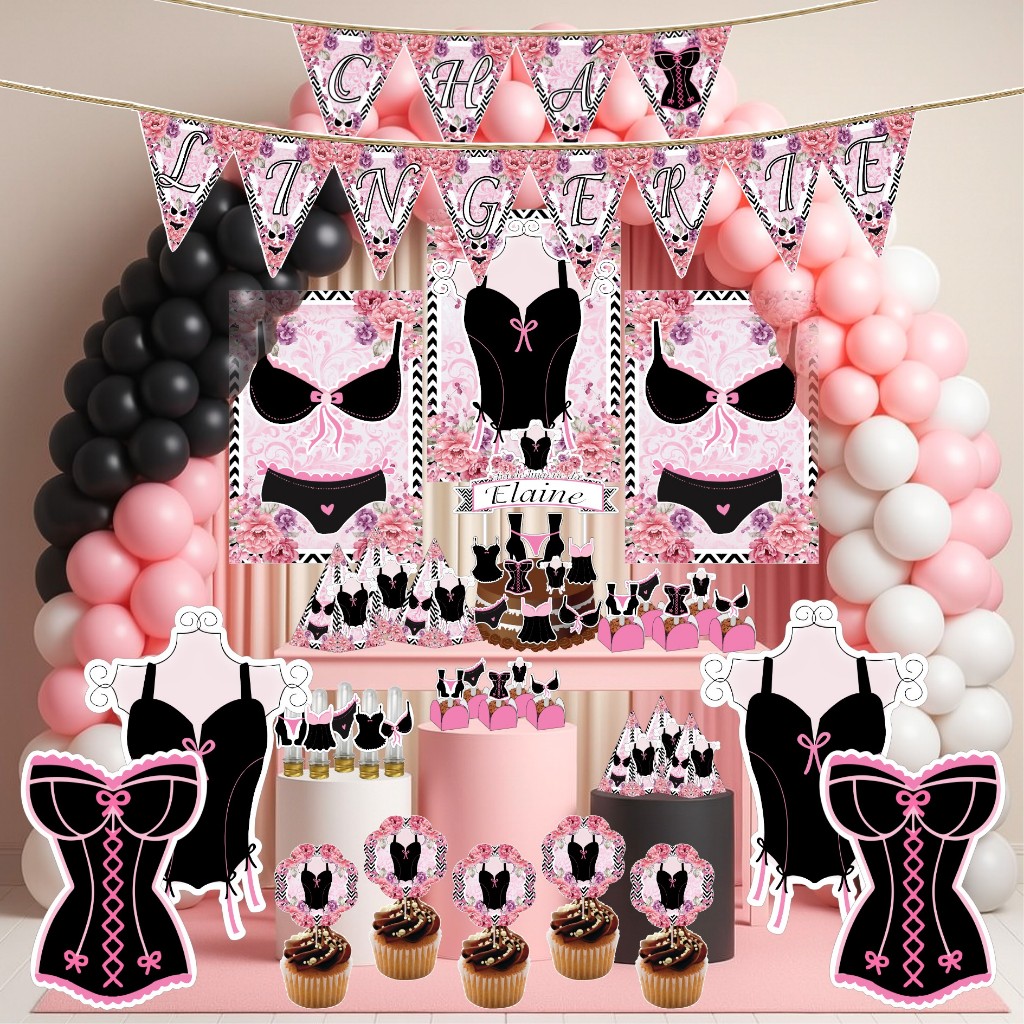 decoração chá de lingerie com dourado