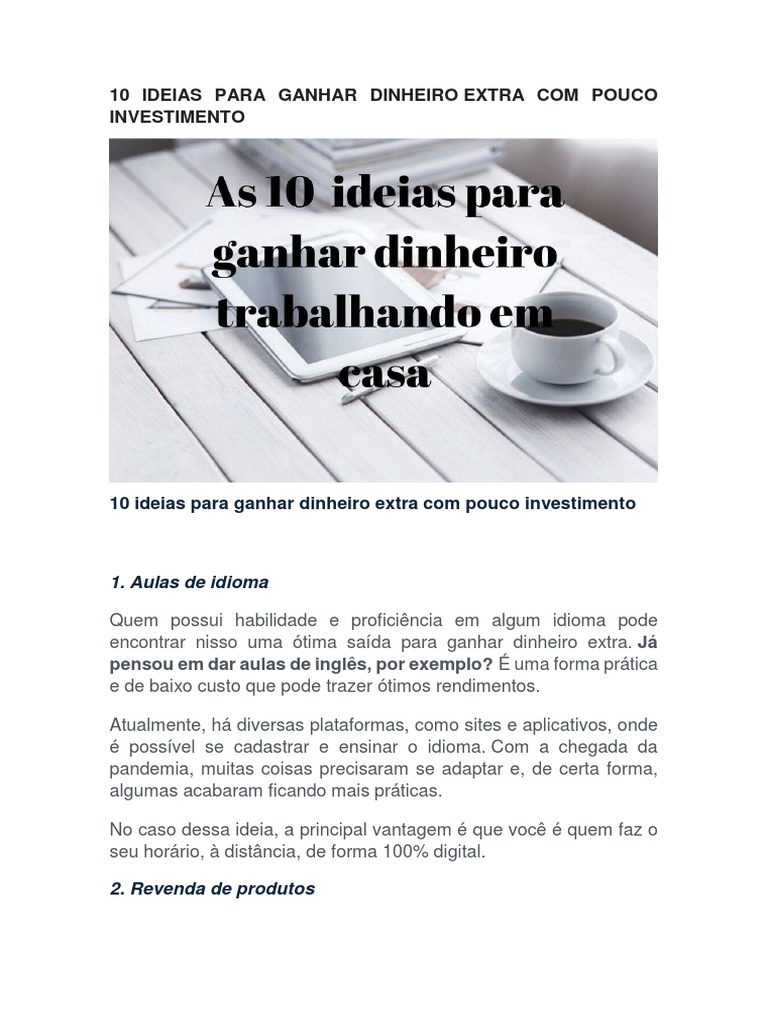ideias de renda extra para estudantes com pouco investimento