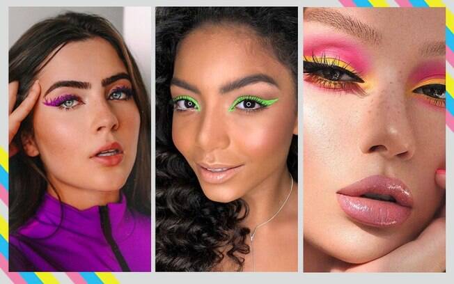 Inspirações de maquiagem com delineado colorido para festas e eventos