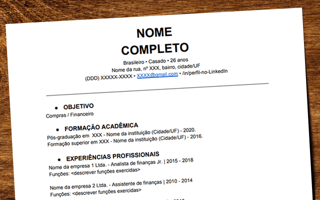 modelos de curriculo simples para preencher