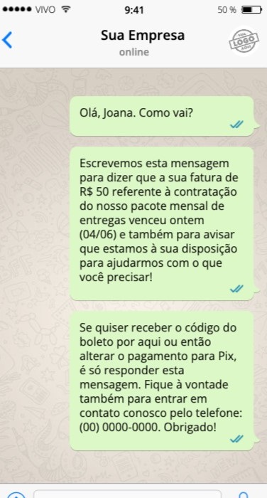 modelos de mensagem de cobrança whatsapp