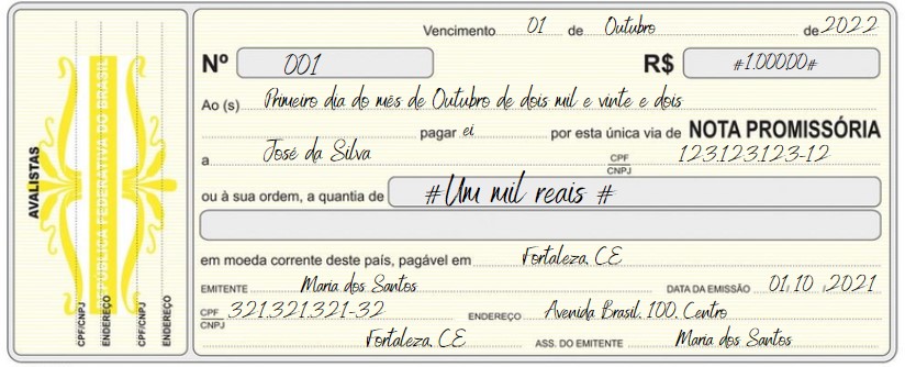 valor legal nota promissória