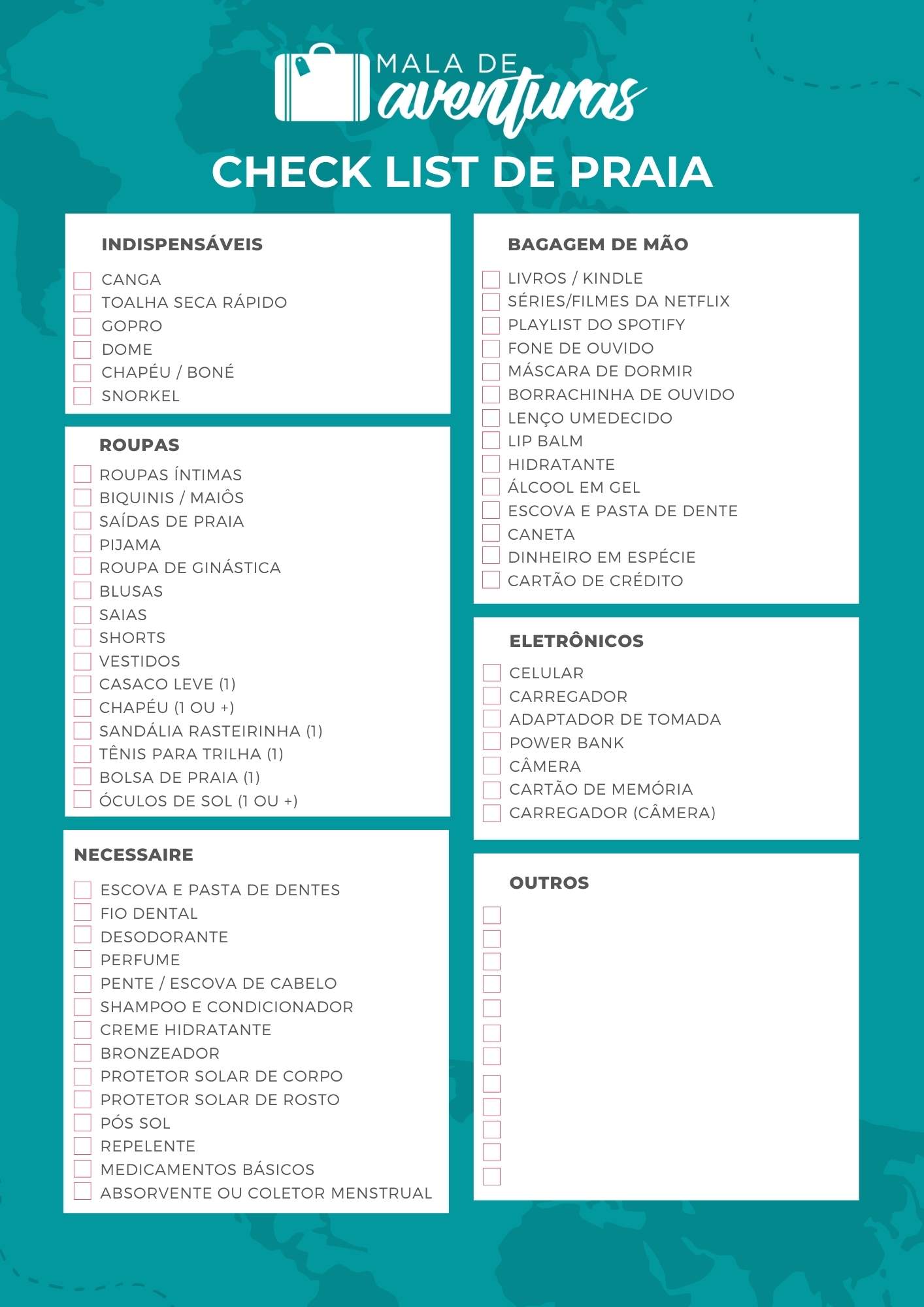 checklist mala de praia