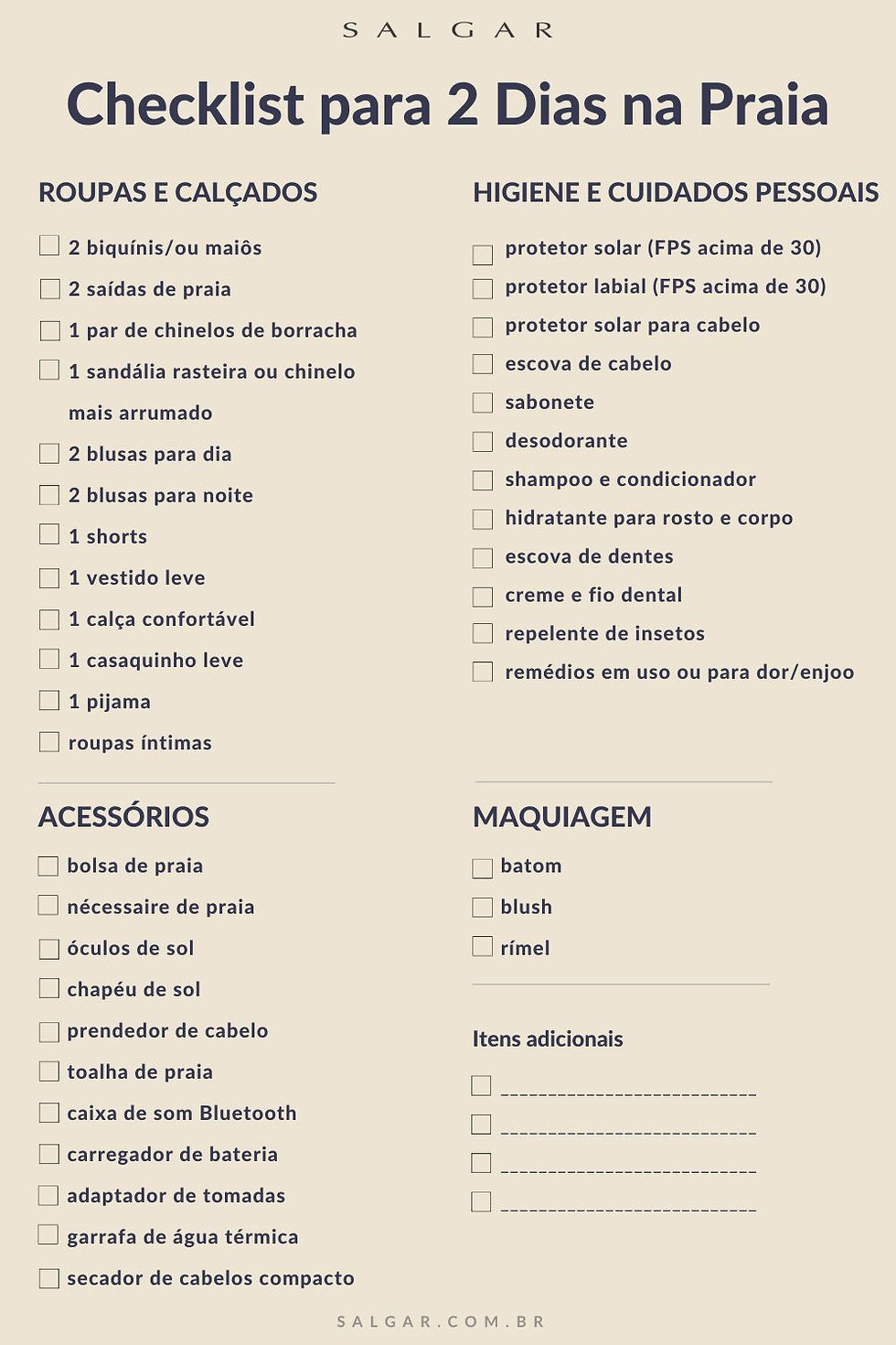 mala para 7 dias na praia