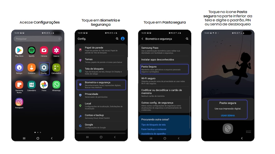 Otimizando o uso da Pasta Segura para fotos e vídeos
