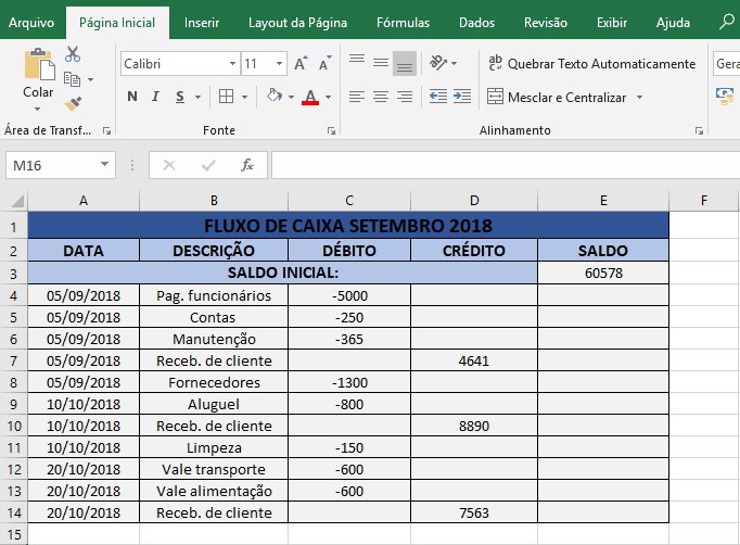 planilha de fluxo de caixa simples excel