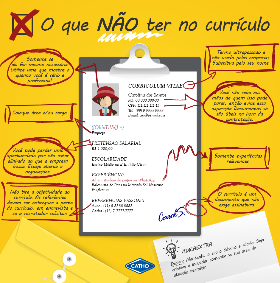 o que não colocar no currículo vitae