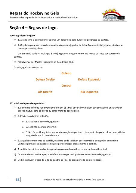 regras do hockey no gelo