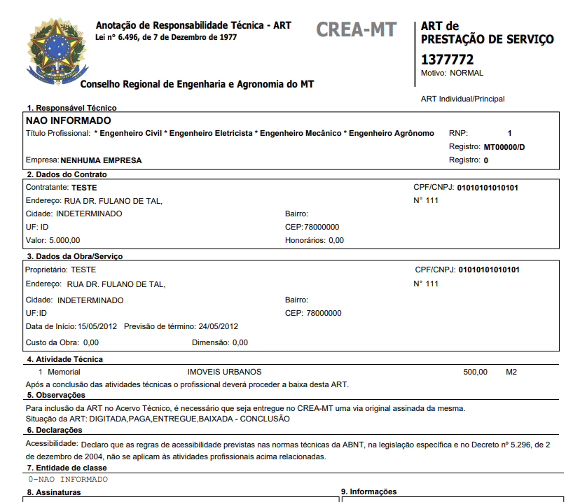responsabilidade tecnica obra
