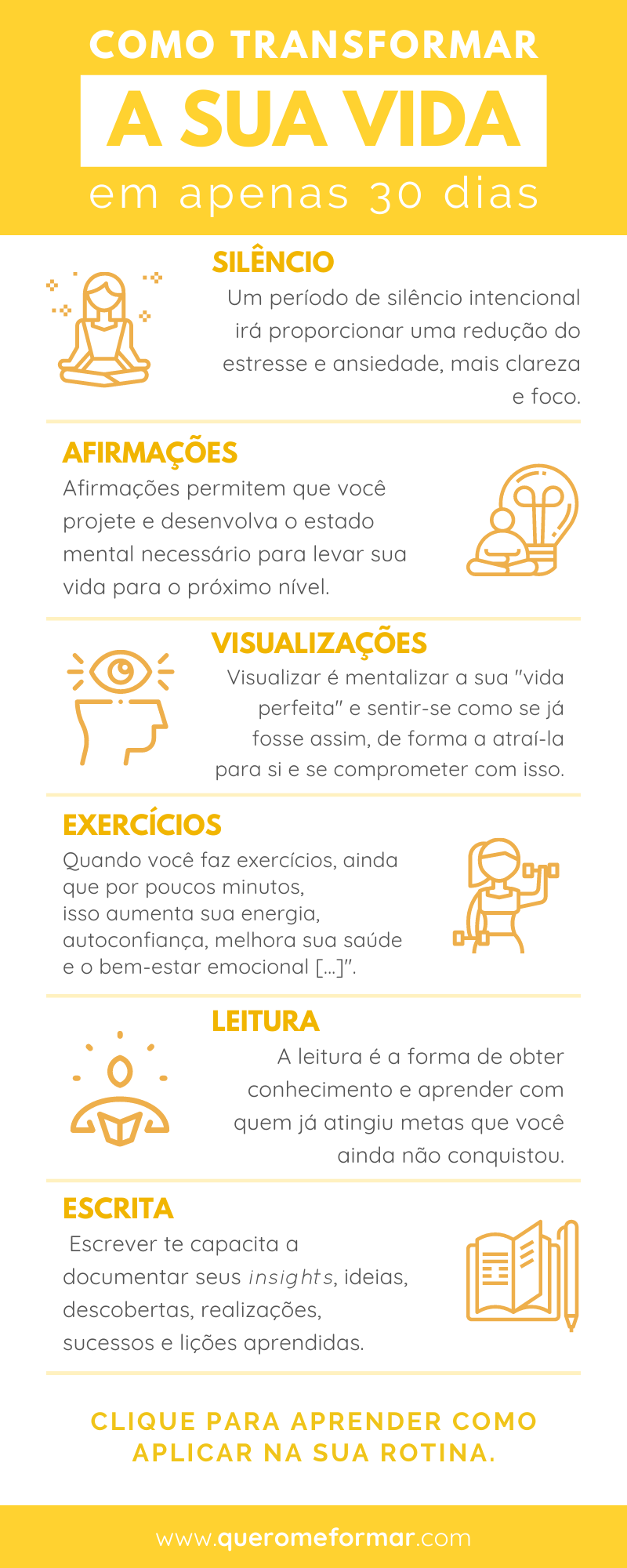 5 ideias de títulos:
1. Desperte com Propósito: Seu Guia Completo para Rituais Matinais Transformadores.
2. Do Sono à Ação: Como Criar a Rotina Matinal Perfeita para Você.
3. Energia e Foco: Os Segredos dos Rituais Matinais que Mudam o Dia.
4. Alimentação e Mente: O Poder dos Rituais Matinais para o Bem-Estar.
5. Desafie suas Manhãs: Implementando Rituais que Geram Resultados.