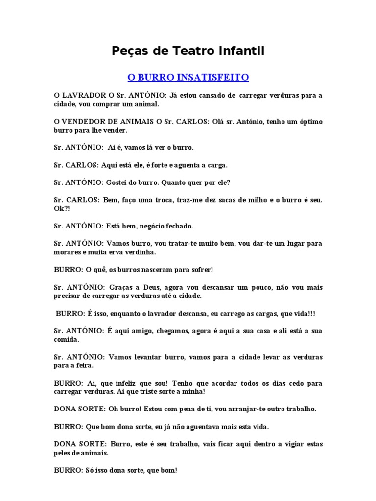 teatro infantil peças curtas