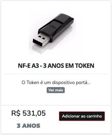 token ou cartão certificado